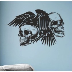 Wandaufkleber Totenkopf Skull Rabe Krähe Schwarzer Vogel Spiel Aufkleber Wand 05