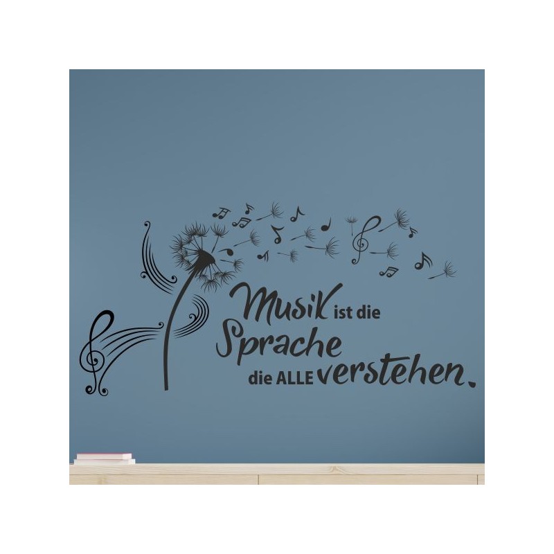 Wandaufkleber Wand Tattoo Aufkleber Musik Sound Rock Gitarre Bass DJ Totenkopf Noten Notenschlüssel Song Swing Pusteblume