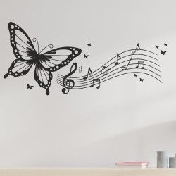 Wandaufkleber Wand Tattoo Aufkleber Musik Sound Rock Gitarre Bass DJ Totenkopf Noten Notenschlüssel Song Swing Pusteblume