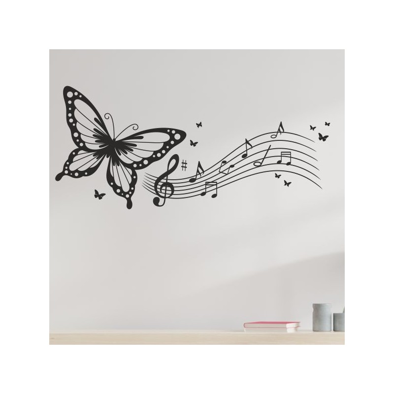Wandaufkleber Wand Tattoo Aufkleber Musik Sound Rock Gitarre Bass DJ Totenkopf Noten Notenschlüssel Song Swing Pusteblume