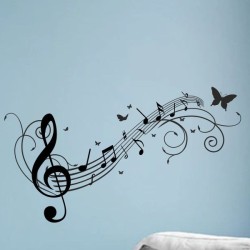 Wandaufkleber Wand Tattoo Aufkleber Musik Sound Rock Gitarre Bass DJ Totenkopf Noten Notenschlüssel Song Swing Pusteblume