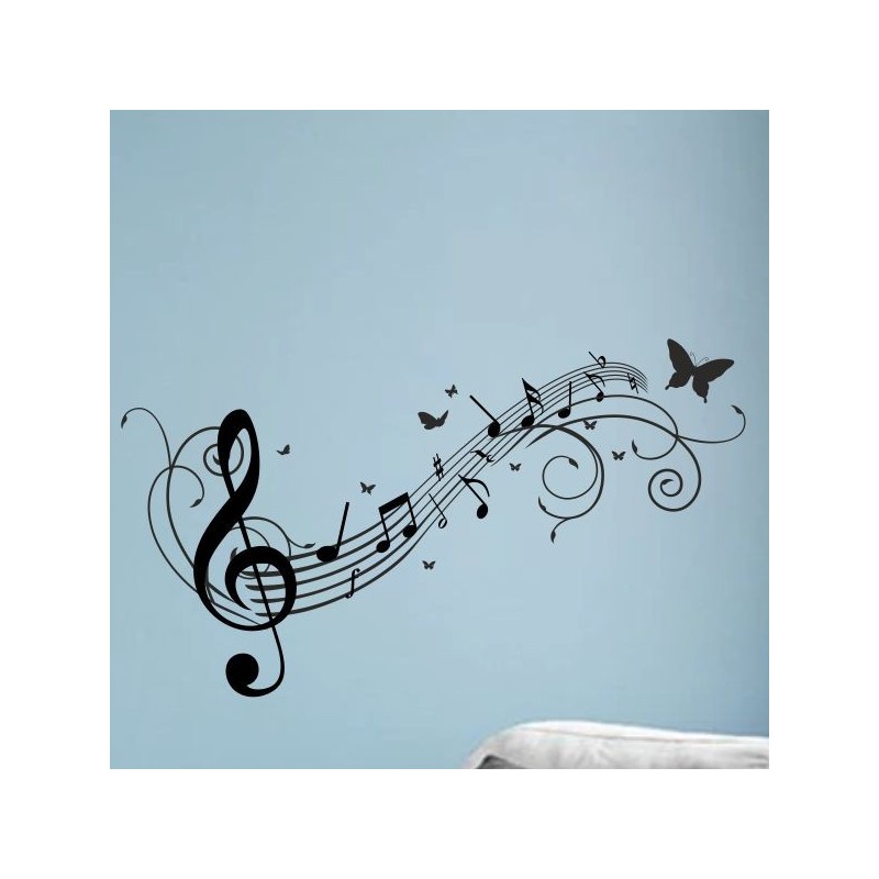 Wandaufkleber Wand Tattoo Aufkleber Musik Sound Rock Gitarre Bass DJ Totenkopf Noten Notenschlüssel Song Swing Pusteblume