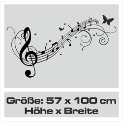 Wandaufkleber Wand Tattoo Aufkleber Musik Sound Rock Gitarre Bass DJ Totenkopf Noten Notenschlüssel Song Swing Pusteblume