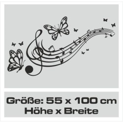 Wandaufkleber Wand Tattoo Aufkleber Musik Sound Rock Gitarre Bass DJ Totenkopf Noten Notenschlüssel Song Swing Pusteblume