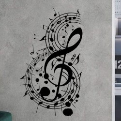 Wandaufkleber Wand Tattoo Aufkleber Musik Sound Rock Gitarre Bass DJ Totenkopf Noten Notenschlüssel Song Swing Pusteblume