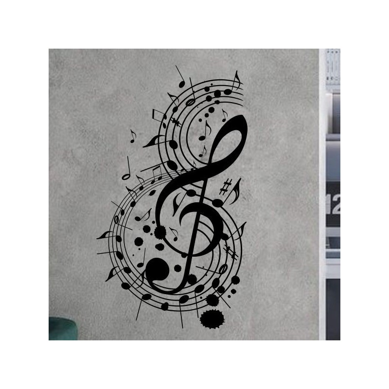 Wandaufkleber Wand Tattoo Aufkleber Musik Sound Rock Gitarre Bass DJ Totenkopf Noten Notenschlüssel Song Swing Pusteblume