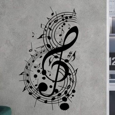 Wandaufkleber Wand Tattoo Aufkleber Musik Sound Rock Gitarre Bass DJ Totenkopf Noten Notenschlüssel Song Swing Pusteblume