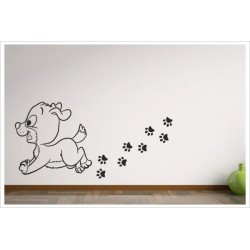 Schlafzimmer Hund Hündchen Dog + 10x Tatzen Pfoten  Wandaufkleber Wandtattoo Tattoo Aufkleber Wand