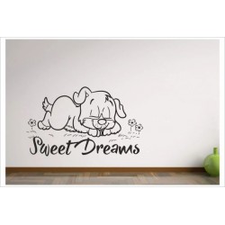 Schlafzimmer Sweet Dreams Hund Dog Hündchen  Wandaufkleber Wandtattoo Tattoo Aufkleber Wand