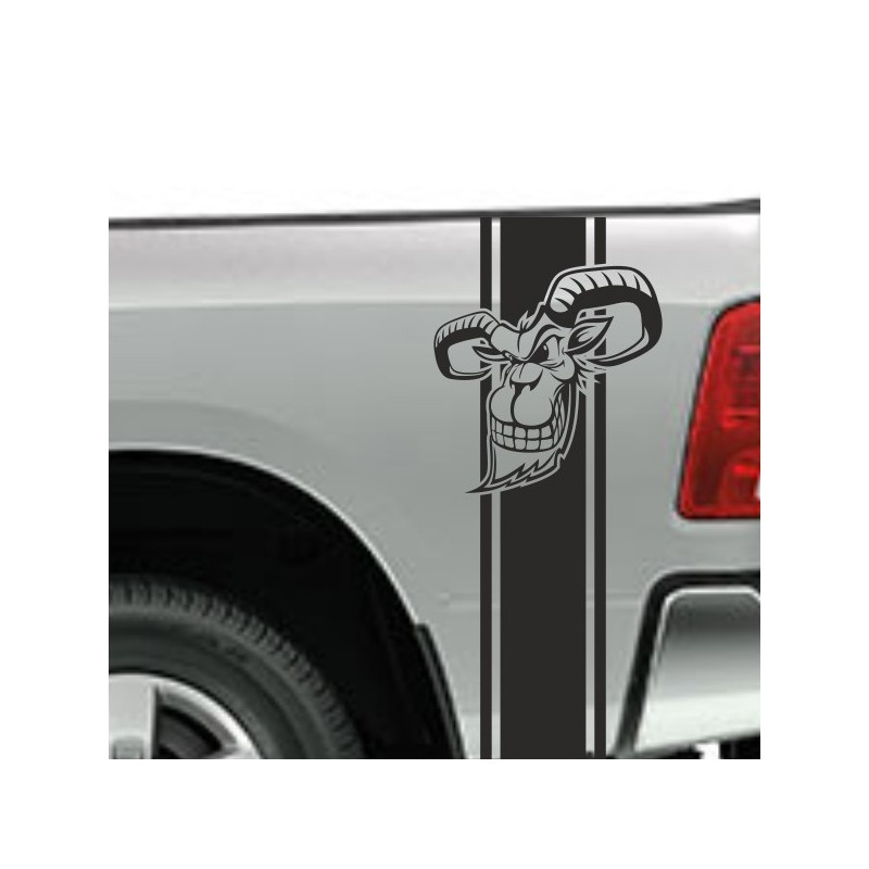 Aufkleber Pick UP Dodge Gelände Offroad Widder RAM Dekor Streifen Amerikanische Flagge Amerika BIG WHEEL Viper Seitenstreifen