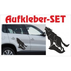 Offroad Motive Aufkleber SET 4x4 Safari Gelände heulender Wolf Hund