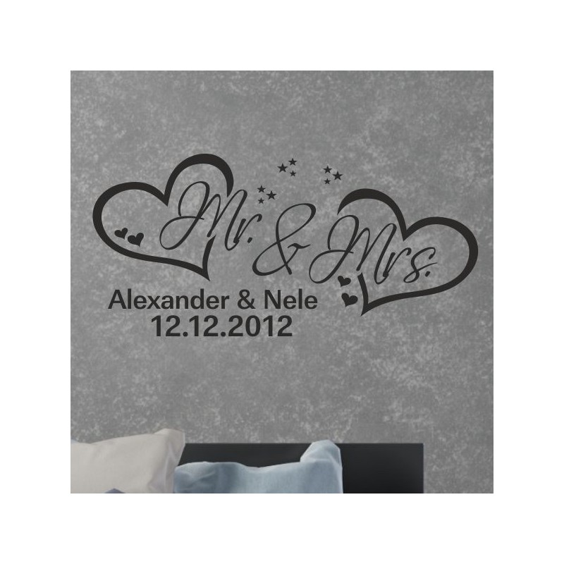 Wandaufkleber Aufkleber Wand Wandtattoo Mann & Frau Mr. & Mrs. Liebe King & Queen Partner Design Leidenschaft Pärchen Paare Ehe