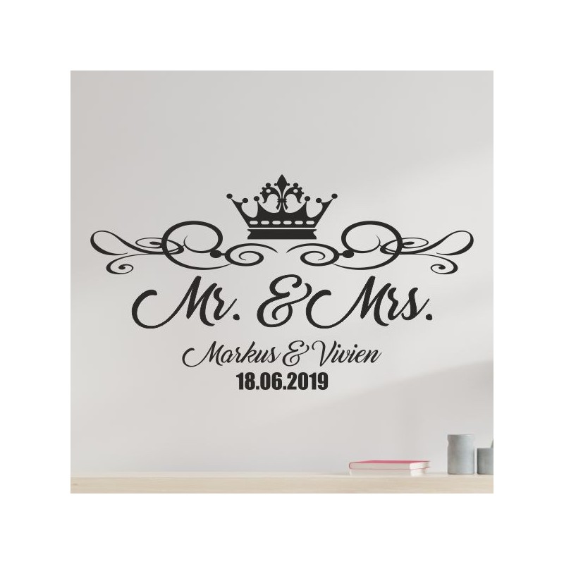 Wandaufkleber Aufkleber Wand Wandtattoo Mann & Frau Mr. & Mrs. Liebe King & Queen Partner Design Leidenschaft Pärchen Paare Ehe