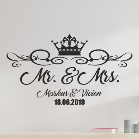 Wandaufkleber Aufkleber Wand Wandtattoo Mann & Frau Mr. & Mrs. Liebe King & Queen Partner Design Leidenschaft Pärchen Paare Ehe