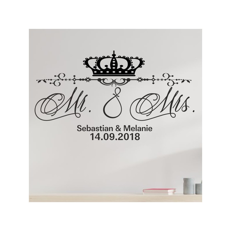 Wandaufkleber Aufkleber Wand Wandtattoo Mann & Frau Mr. & Mrs. Liebe King & Queen Partner Design Leidenschaft Pärchen Paare Ehe