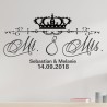 Wandaufkleber Aufkleber Wand Wandtattoo Mann & Frau Mr. & Mrs. Liebe King & Queen Partner Design Leidenschaft Pärchen Paare Ehe