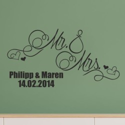 Wandaufkleber Aufkleber Wand Wandtattoo Mann & Frau Mr. & Mrs. Liebe King & Queen Partner Design Leidenschaft Pärchen Paare Ehe