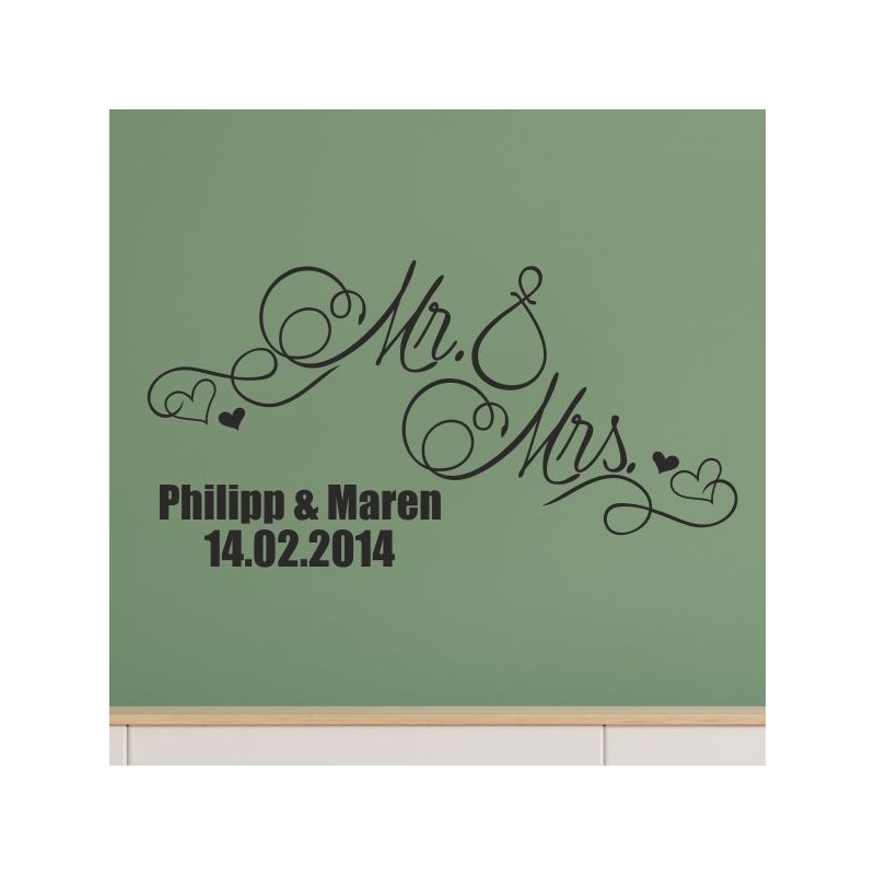 Wandaufkleber Aufkleber Wand Wandtattoo Mann & Frau Mr. & Mrs. Liebe King & Queen Partner Design Leidenschaft Pärchen Paare Ehe