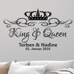 Wandaufkleber Aufkleber Wand Wandtattoo Mann & Frau Mr. & Mrs. Liebe King & Queen Partner Design Leidenschaft Pärchen Paare Ehe