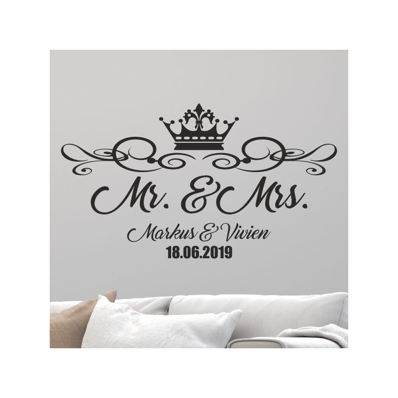 Wandaufkleber Aufkleber Wand Wandtattoo Mann & Frau Mr. & Mrs. Liebe King & Queen Partner Design Leidenschaft Pärchen Paare Ehe