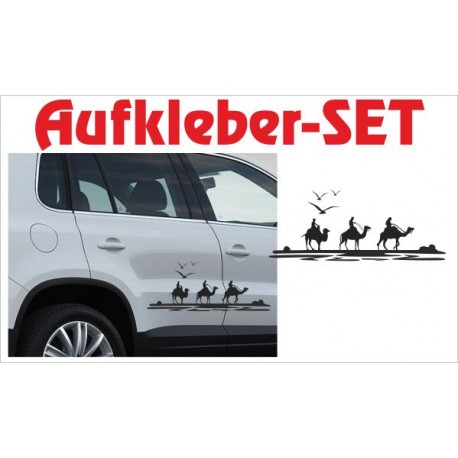 Offroad Motive Aufkleber SET 4x4 Safari Gelände Ägypten Savanne Afrika Kamele Sonne Palme Möven