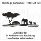Offroad Motive Aufkleber SET 4x4 Safari Gelände Land Afrika Savanne Baum Landschaft Elefant