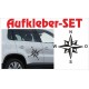 Offroad Motive Aufkleber SET 4x4 Safari Gelände Land Windrose Kompass