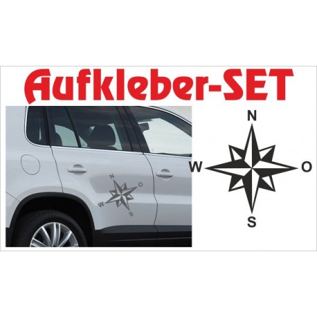 Offroad Motive Aufkleber SET 4x4 Safari Gelände Land Windrose Kompass