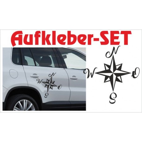 Offroad Motive Aufkleber SET 4x4 Safari Gelände Land Windrose Kompass