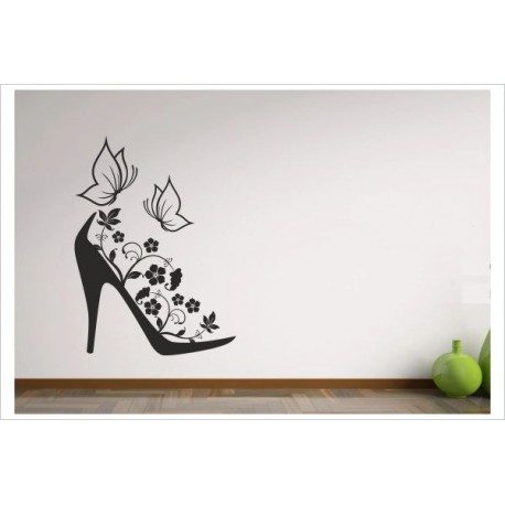 Wohnzimmer Schuhe Shoes Schmetterling Aufkleber Dekor Wandtattoo Wandaufkleber