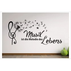 Wohnzimmer Musik Pusteblume Löwenzahn Musik - Melodie des Lebens Aufkleber Dekor Wandtattoo Wandaufkleber