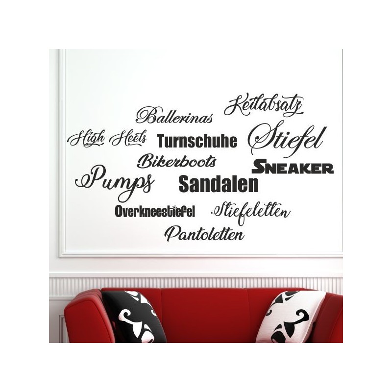 Wandaufkleber Wandtattoo Schuhe Shoe´s Pumps Stiefel Chucks High Heel´s Turnschuhe Sandalen Over-Knee´s Schnürrschuhe Stieflette