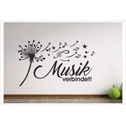 Wohnzimmer Musik Pusteblume Löwenzahn Musik verbindet Aufkleber Dekor Wandtattoo Wandaufkleber