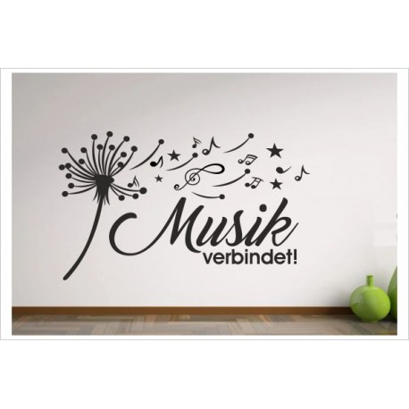 Wohnzimmer Musik Pusteblume Löwenzahn Musik verbindet Aufkleber Dekor Wandtattoo Wandaufkleber