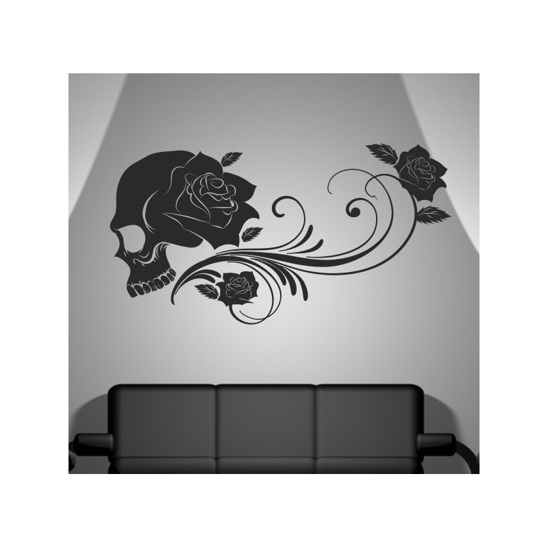 Wandaufkleber Totenkopf Skull Rabe Krähe Schwarzer Vogel Spiel Aufkleber Wand 05