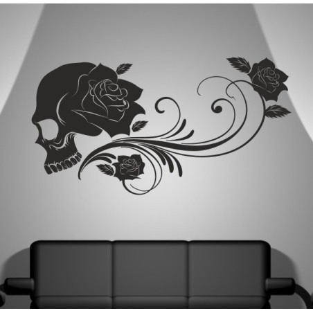 Wandaufkleber Totenkopf Skull Rabe Krähe Schwarzer Vogel Spiel Aufkleber Wand 05