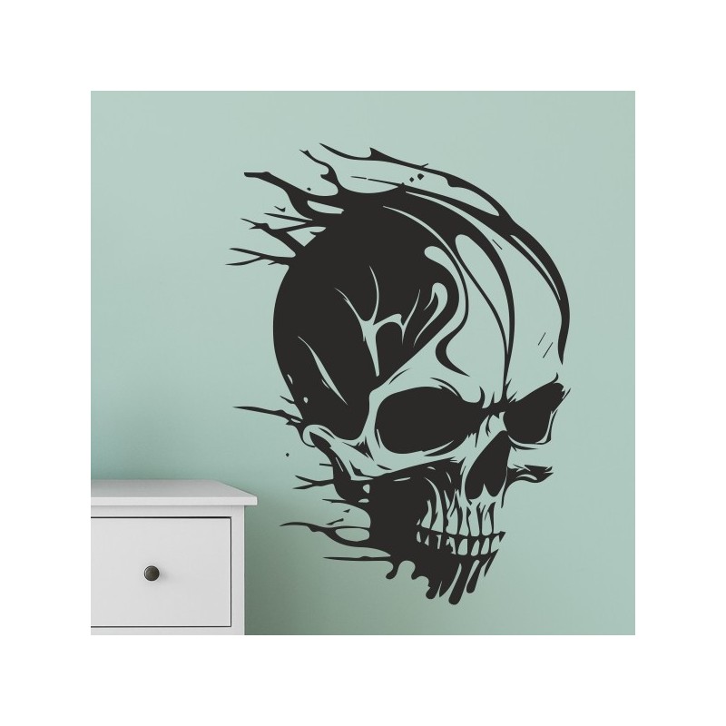 Wandaufkleber Wandtattoo Totenkopf Skull Schädel Bones Farbklecks Farbe Krone König DJ Sound Punisher Rabe Krähe Tod Death Fun