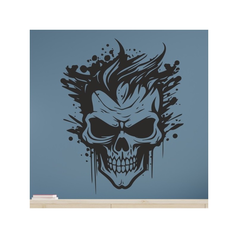 Wandaufkleber Wandtattoo Totenkopf Skull Schädel Bones Farbklecks Farbe Krone König DJ Sound Punisher Rabe Krähe Tod Death Fun