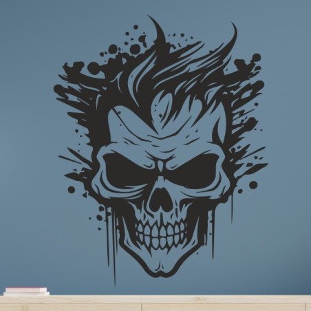 Wandaufkleber Wandtattoo Totenkopf Skull Schädel Bones Farbklecks Farbe Krone König DJ Sound Punisher Rabe Krähe Tod Death Fun