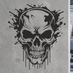 Wandaufkleber Wandtattoo Totenkopf Skull Schädel Bones Farbklecks Farbe Krone König DJ Sound Punisher Rabe Krähe Tod Death Fun