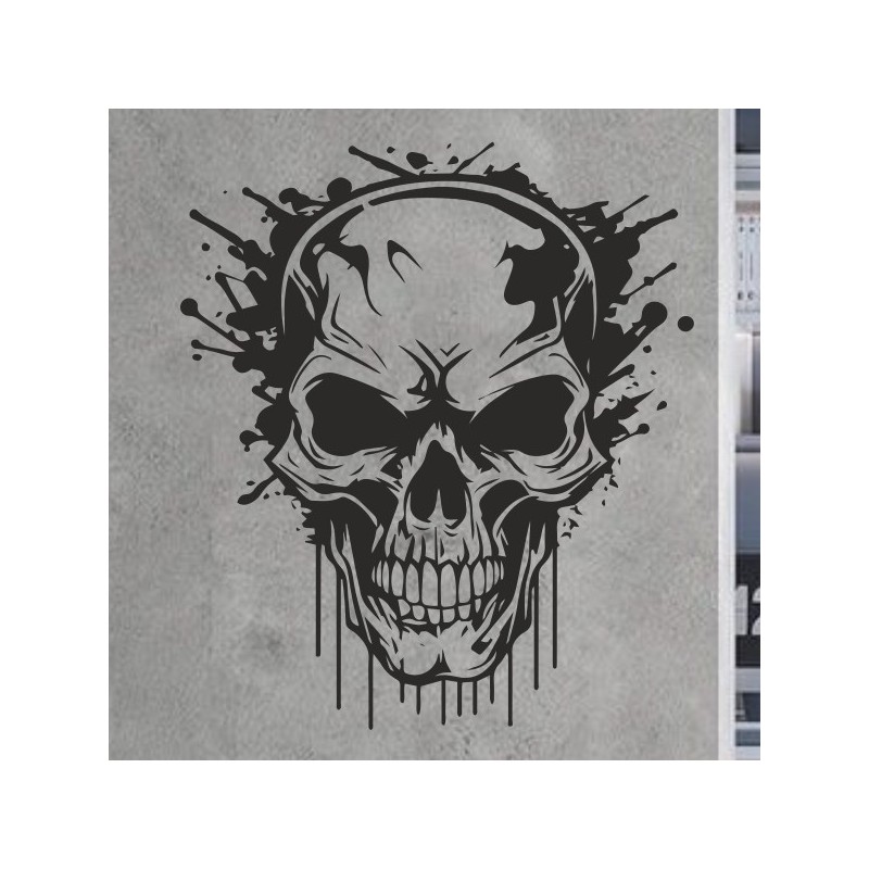 Wandaufkleber Wandtattoo Totenkopf Skull Schädel Bones Farbklecks Farbe Krone König DJ Sound Punisher Rabe Krähe Tod Death Fun