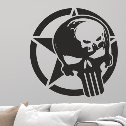 Wandaufkleber Wandtattoo Totenkopf Skull Schädel Bones Farbklecks Farbe Krone König DJ Sound Punisher Rabe Krähe Tod Death Fun