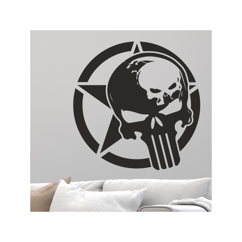 Wandaufkleber Wandtattoo Totenkopf Skull Schädel Bones Farbklecks Farbe Krone König DJ Sound Punisher Rabe Krähe Tod Death Fun