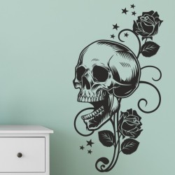 Wandaufkleber Wandtattoo Totenkopf Skull Schädel Bones Farbklecks Farbe Krone König DJ Sound Punisher Rabe Krähe Tod Death Fun