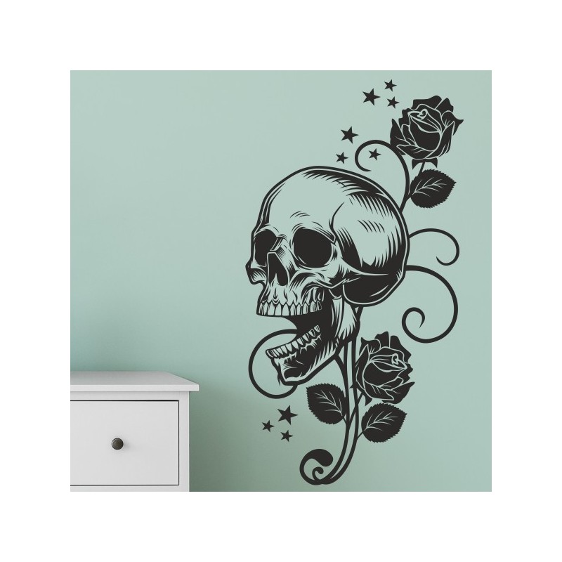 Wandaufkleber Wandtattoo Totenkopf Skull Schädel Bones Farbklecks Farbe Krone König DJ Sound Punisher Rabe Krähe Tod Death Fun