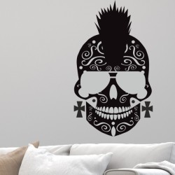 Wandaufkleber Wandtattoo Totenkopf Skull Schädel Bones Farbklecks Farbe Krone König DJ Sound Punisher Rabe Krähe Tod Death Fun