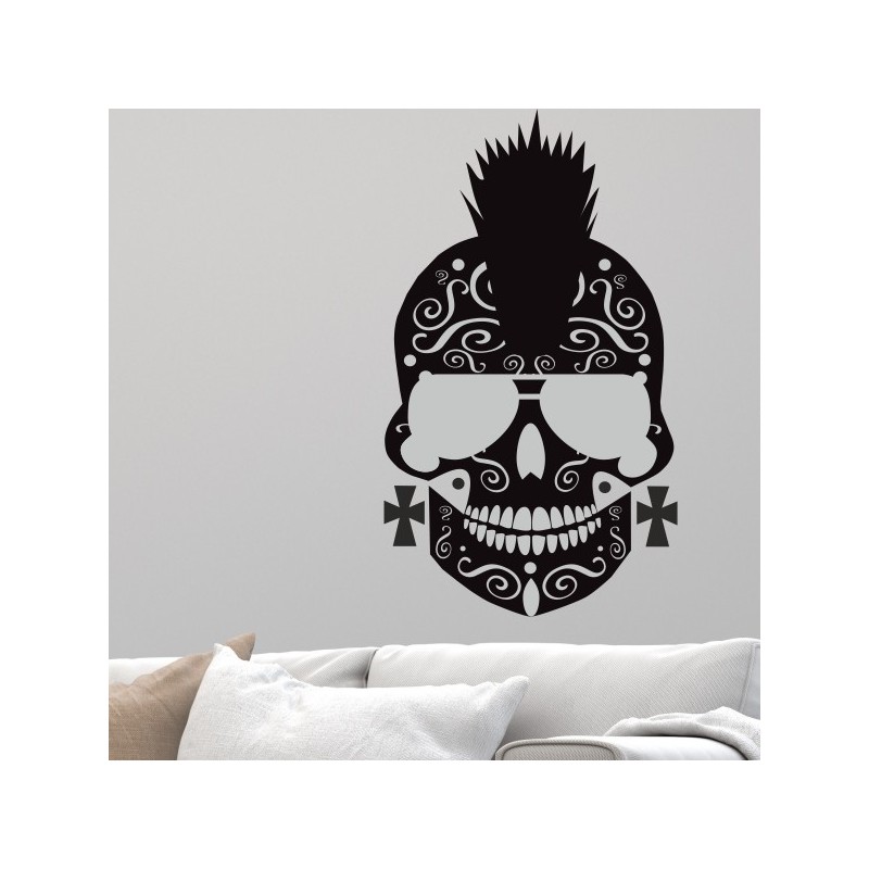 Wandaufkleber Wandtattoo Totenkopf Skull Schädel Bones Farbklecks Farbe Krone König DJ Sound Punisher Rabe Krähe Tod Death Fun