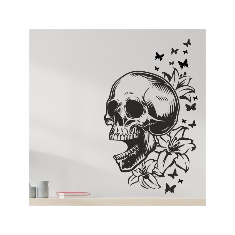 Wandaufkleber Wandtattoo Totenkopf Skull Schädel Bones Farbklecks Farbe Krone König DJ Sound Punisher Rabe Krähe Tod Death Fun