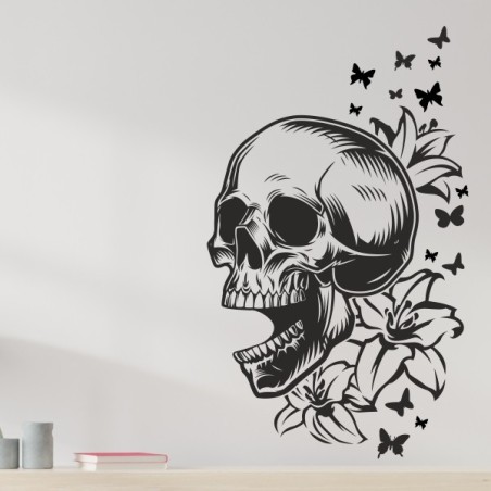 Wandaufkleber Wandtattoo Totenkopf Skull Schädel Bones Farbklecks Farbe Krone König DJ Sound Punisher Rabe Krähe Tod Death Fun