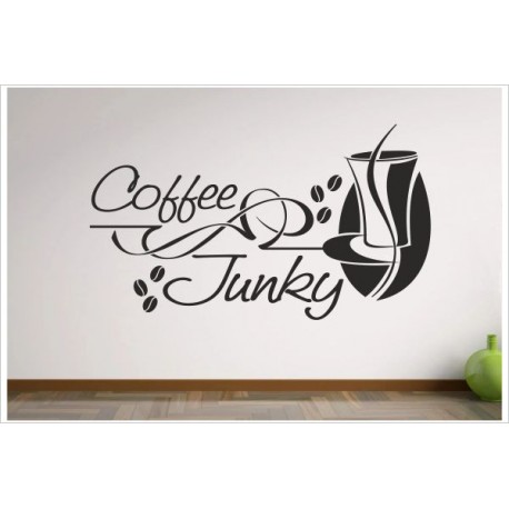 Küche Esszimmer Kaffee Junky Coffee Tattoo  Dekor Aufkleber Dekor Wandtattoo Wandaufkleber